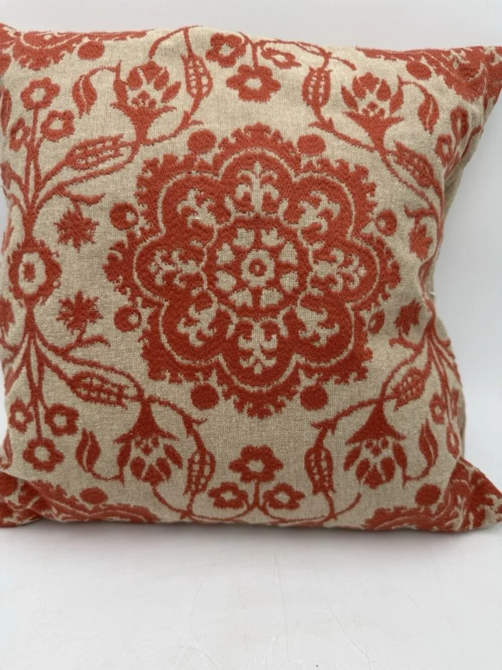 Pottery Barn 18 x 18 Woven Textured Pillow Covers Orange Tan Mandala Cotton